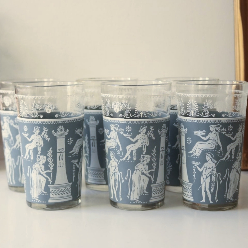1960s Jeanette Greek Glass Cups